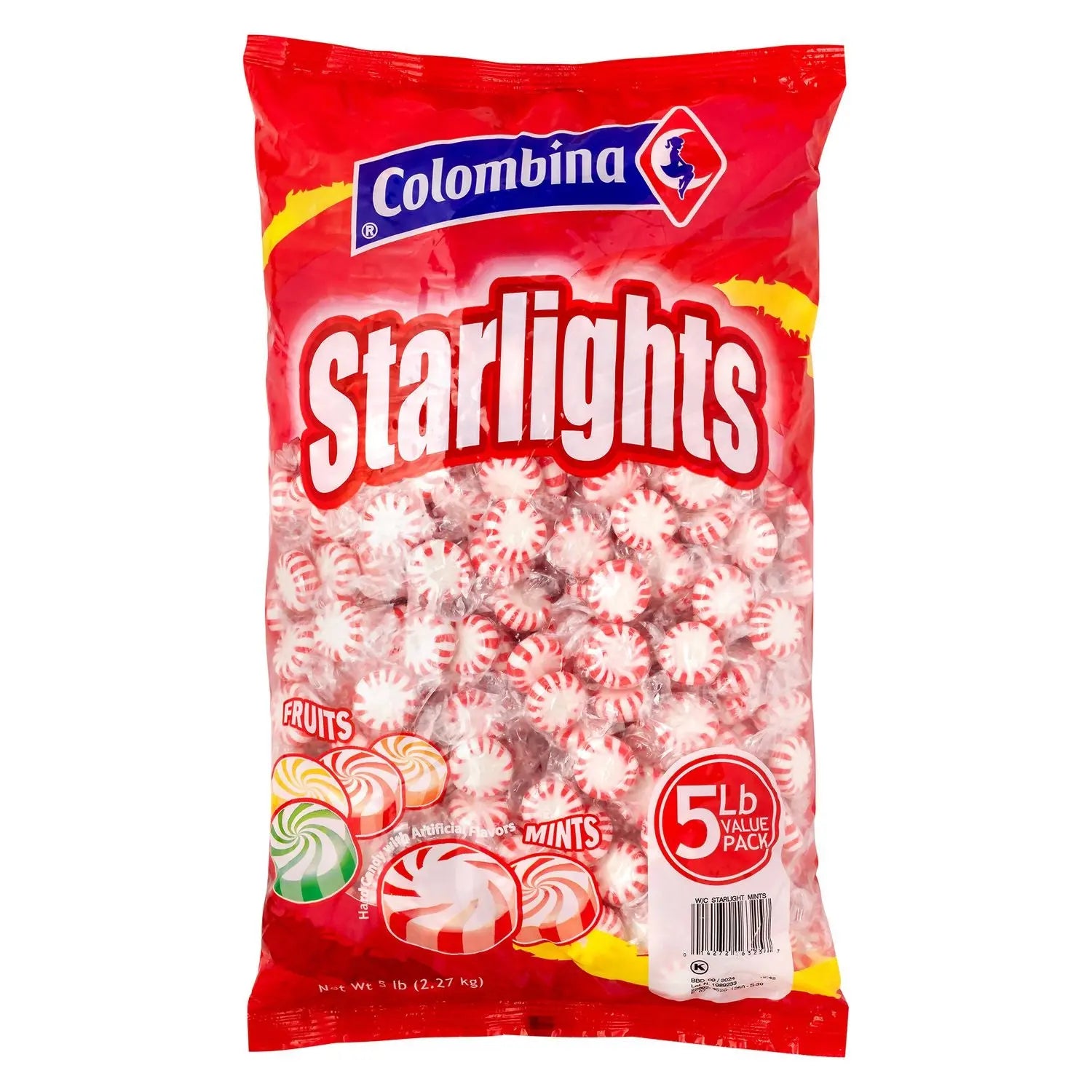 Peppermint Starlight Mints, 5 lb Bag, 3/Carton Colombina Flipcost