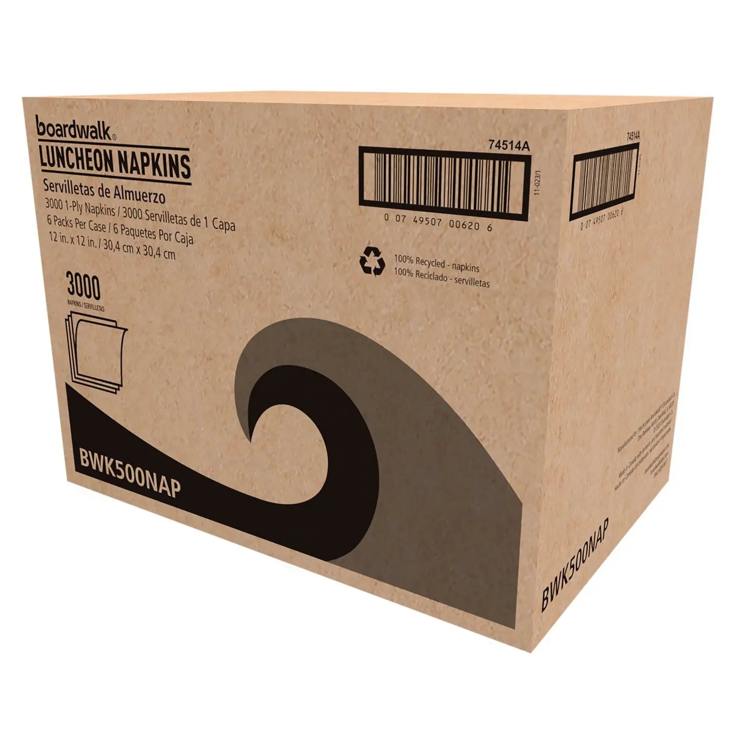 1/4-Fold Lunch Napkins, 1-Ply, 12" x 12", White, 500/Pack, 6 Packs/Carton Boardwalk® Flipcost