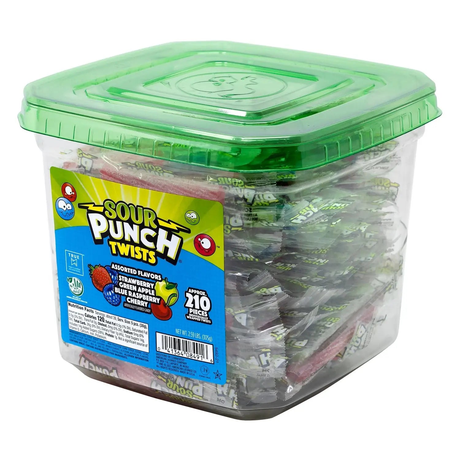 Twists, Variety, 2.59 lb Tub, Approx. 210 Pieces/Tub, 2 Tubs Sour Punch® Flipcost