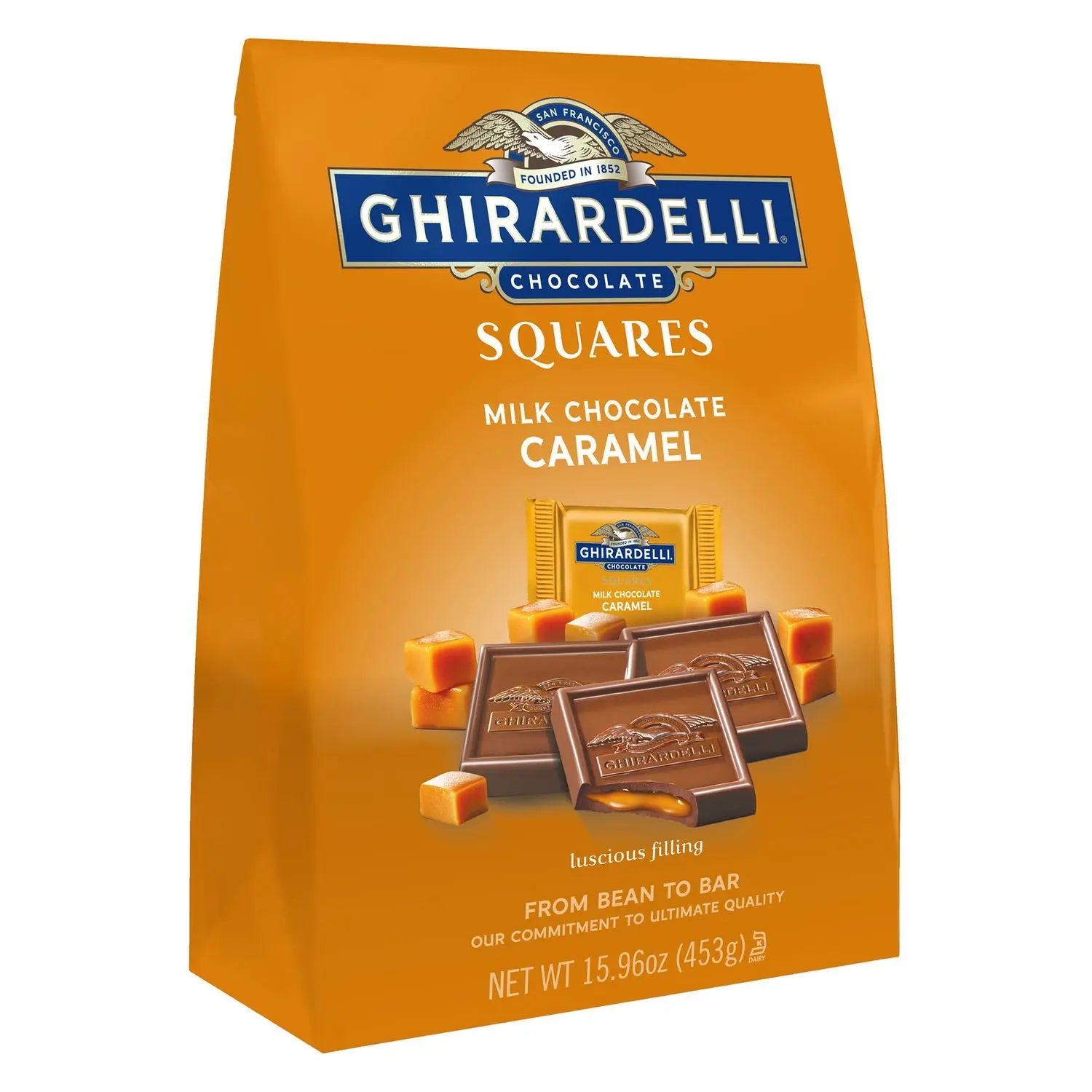 Milk Chocolate and Caramel Chocolate Squares, 15.96 oz Bag, 2/Carton Ghirardelli® Flipcost