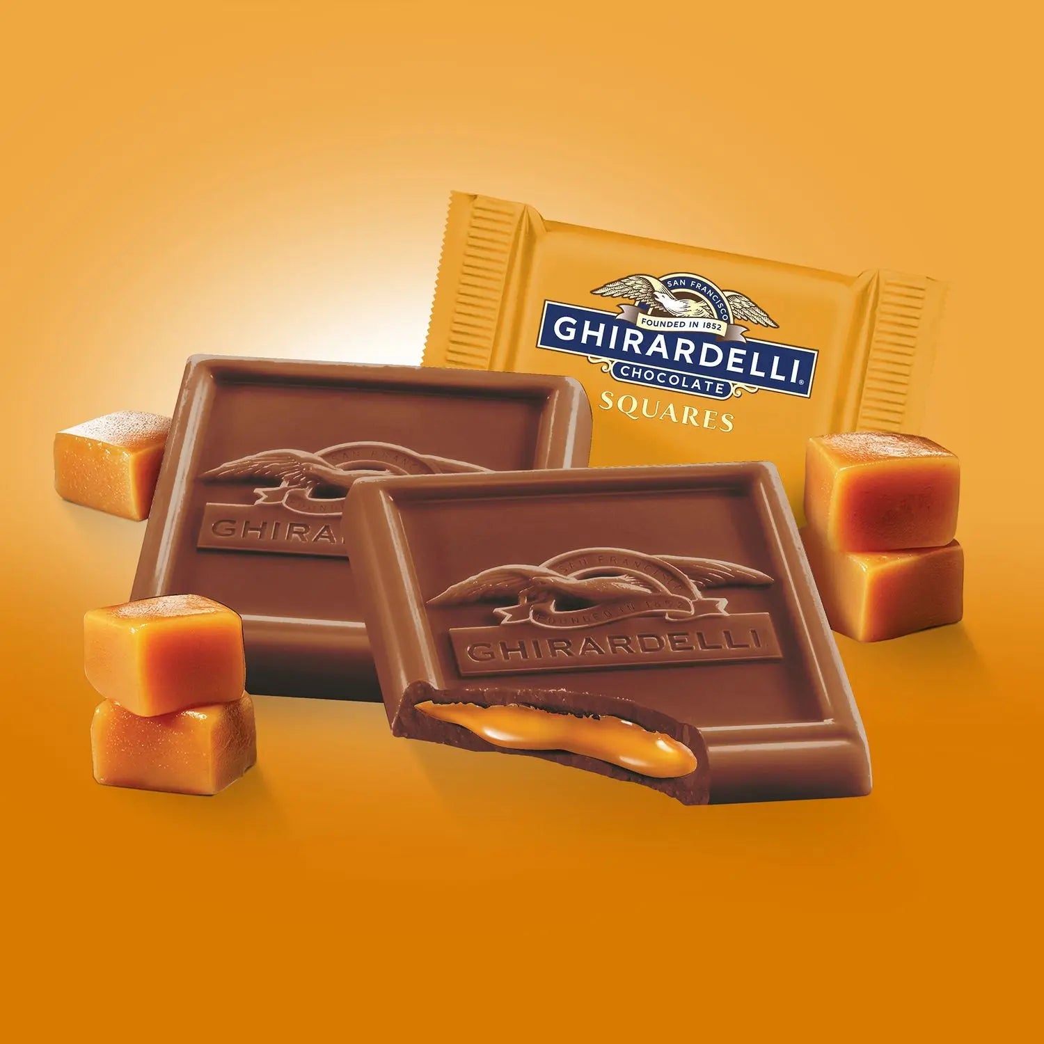 Milk Chocolate and Caramel Chocolate Squares, 15.96 oz Bag, 2/Carton Ghirardelli® Flipcost