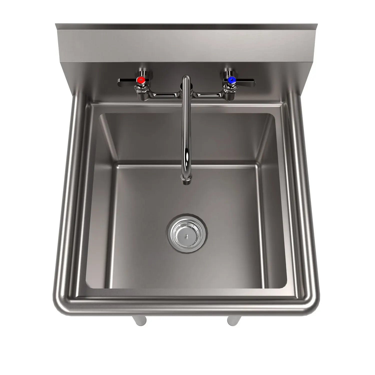 Stainless Steel Sink and Faucet Bundle, Sink/Faucet/Faucet Mounting Kit/Drain, 18" L x 18" W x 14" D BK Resources Flipcost