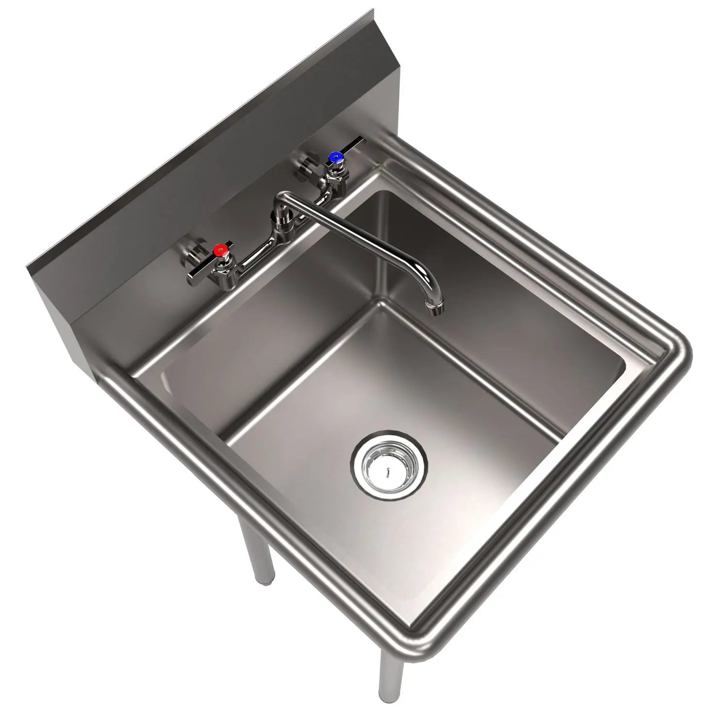 Stainless Steel Sink and Faucet Bundle, Sink/Faucet/Faucet Mounting Kit/Drain, 18" L x 18" W x 14" D BK Resources Flipcost