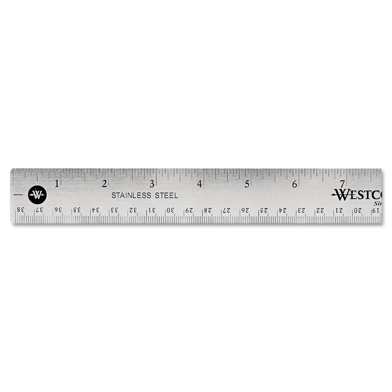 Westcott® Stainless Steel Office Ruler With Non Slip Cork Base, Standard/metric, 15" Long