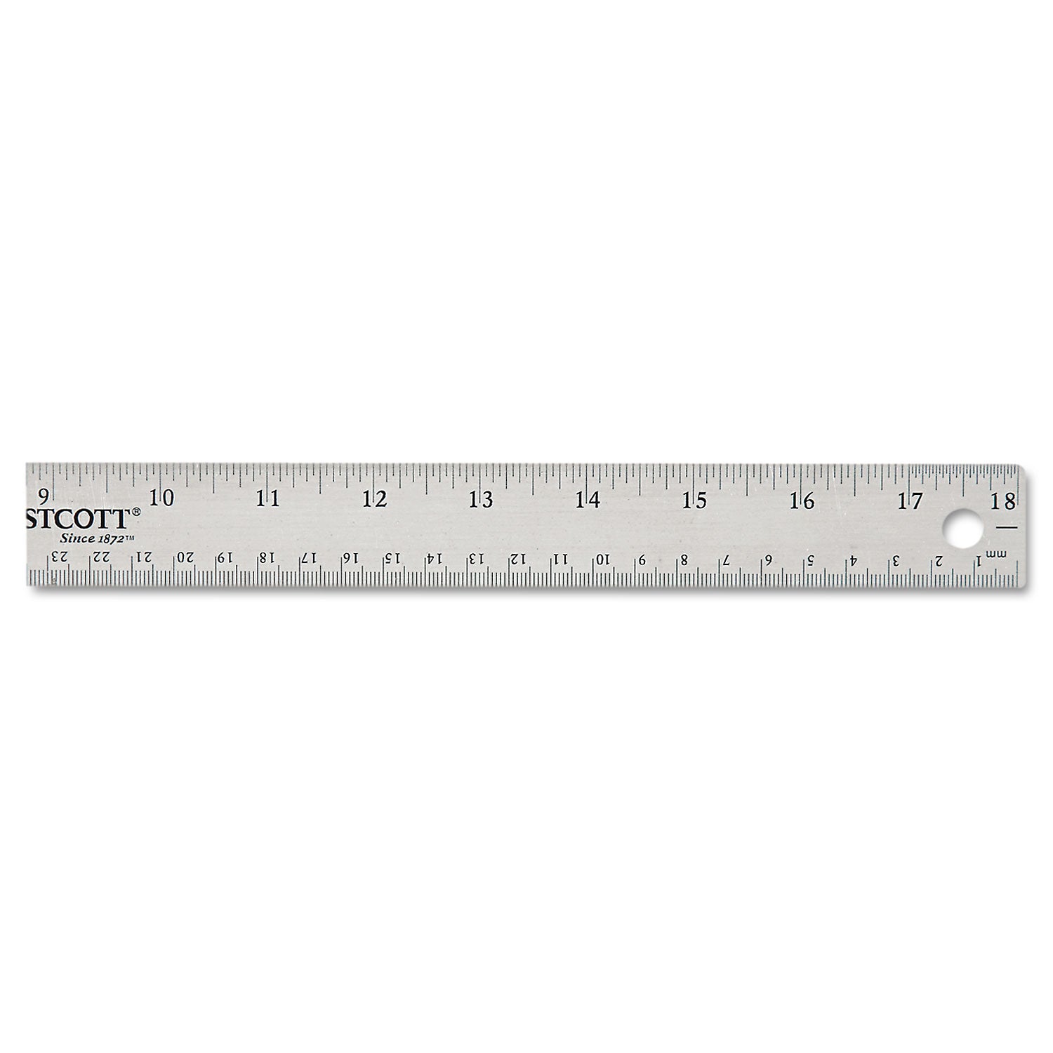 Westcott® Stainless Steel Office Ruler With Non Slip Cork Base, Standard/metric, 18" Long