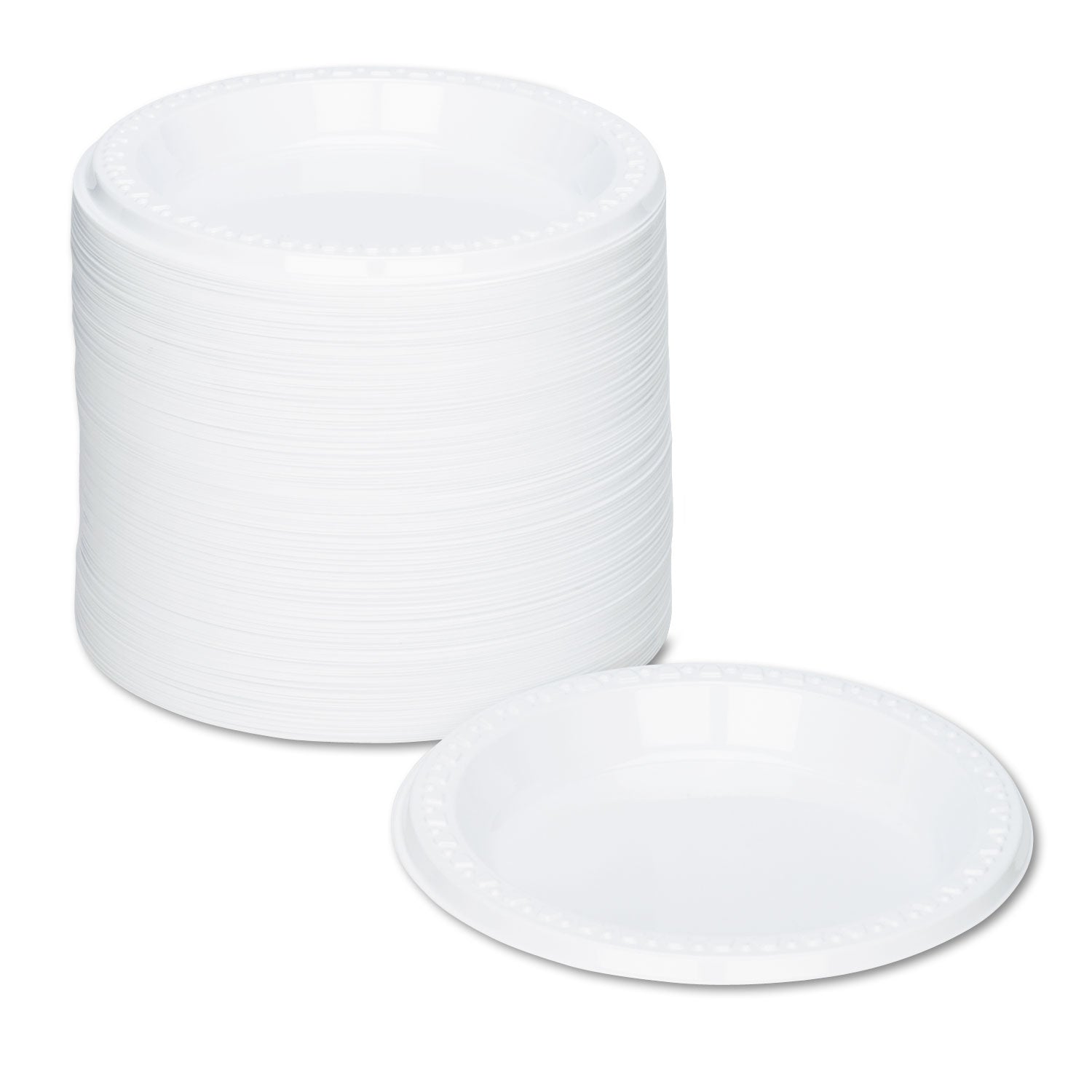 Tablemate® Plastic Dinnerware, Plates, 6" Dia, White, 125/pack