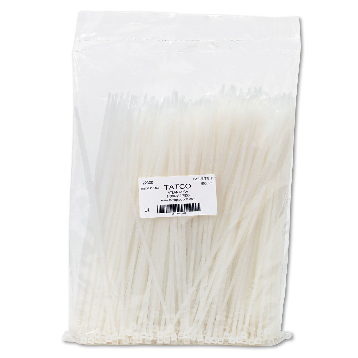 Nylon Cable Ties, 11 x 0.19, 50 lb, Natural, 500/Pack