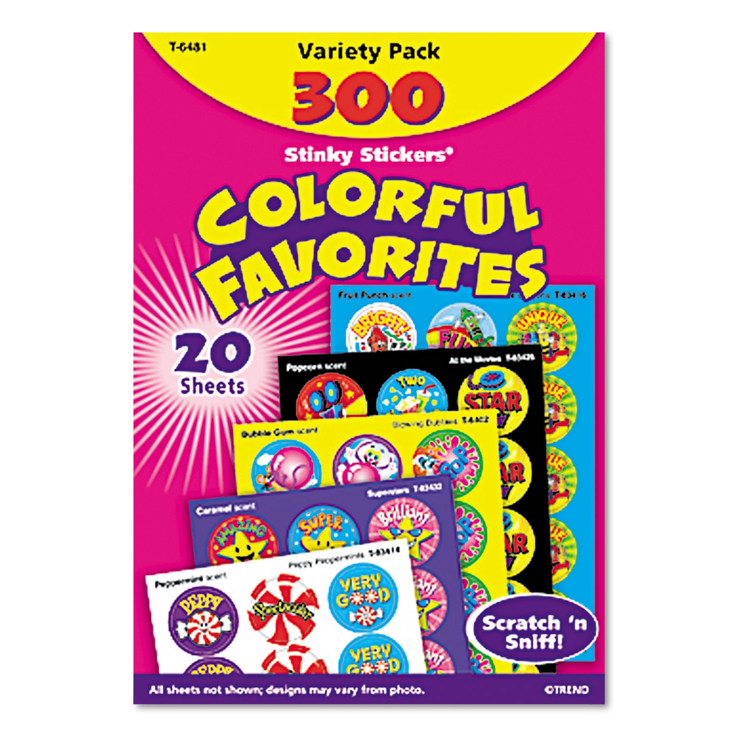 TREND® Stinky Stickers Variety Pack, Colorful Favorites, Assorted Colors, 300/pack