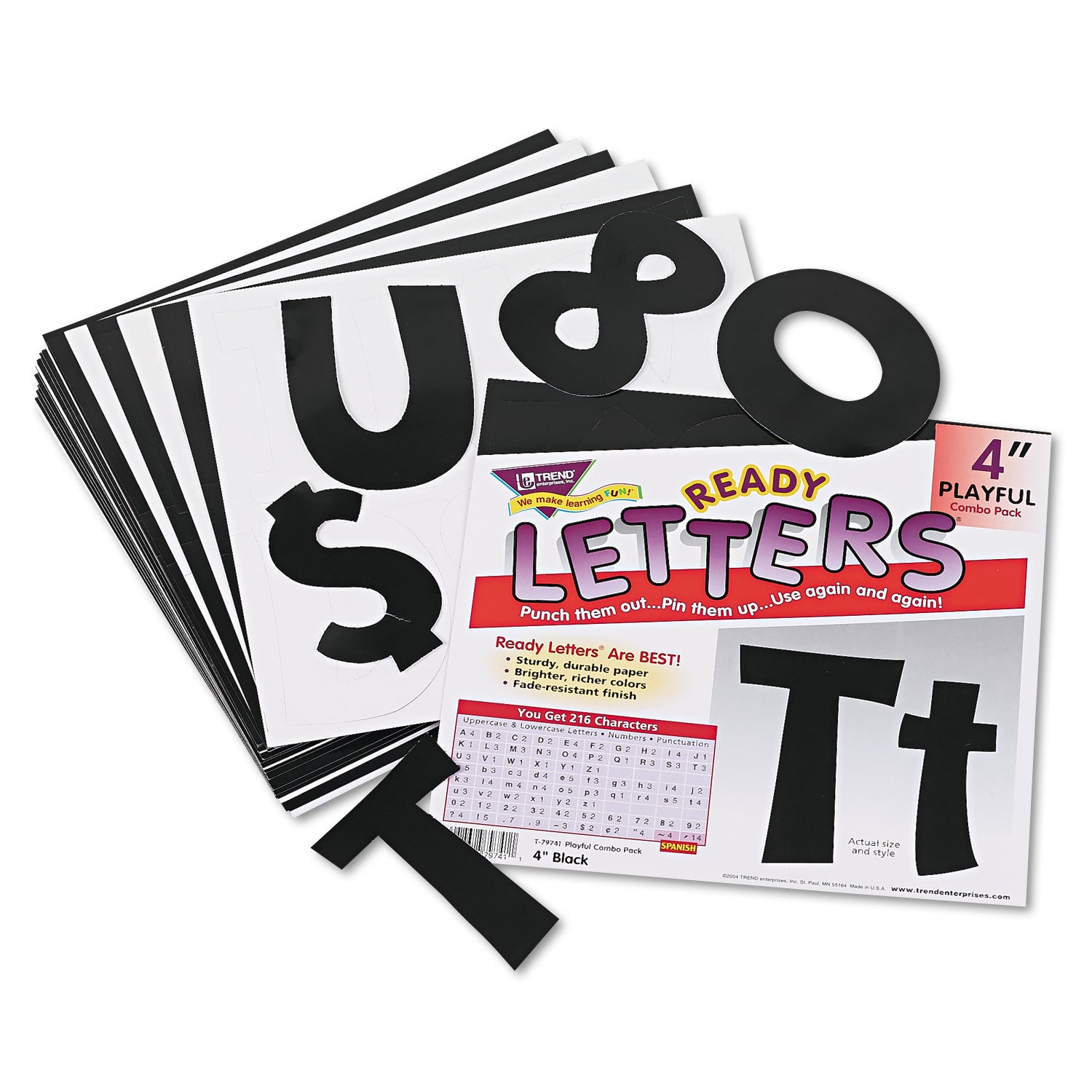 TREND® Ready Letters Playful Combo Set, Black, 4"h, 216/set