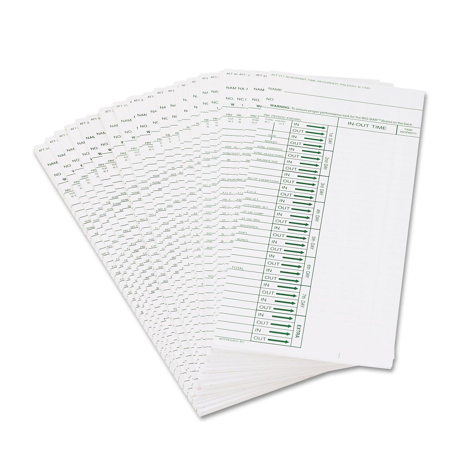 Acroprint® Time Clock Cards For Acroprint Att310, One Side, 4 X 10, 200/pack