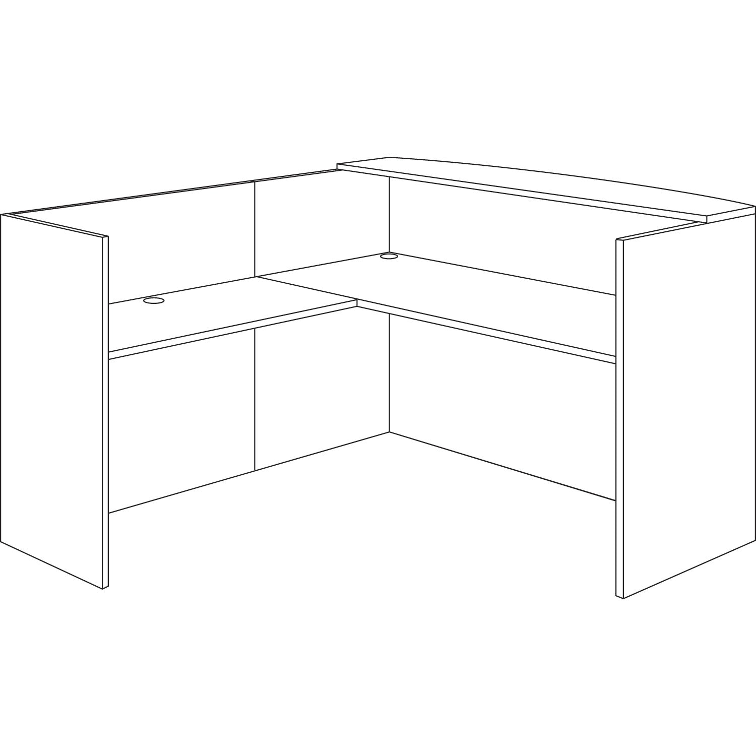 Alera® Alera Valencia Series Reception Desk With Transaction Counter, 71" X 35.5" X 29.5" To 42.5", Medium Cherry