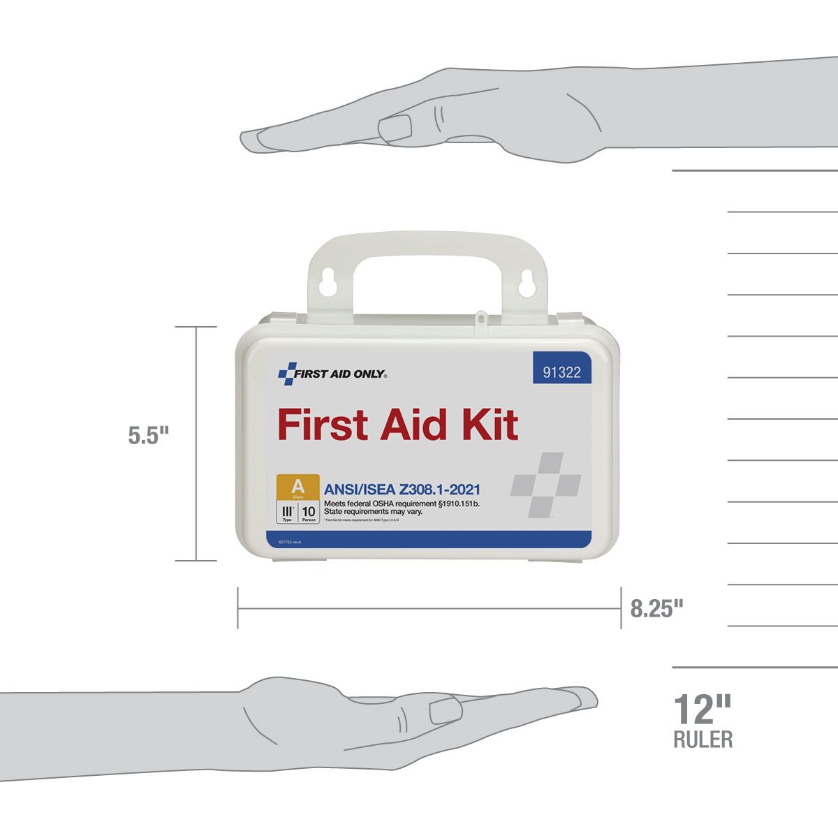 First Aid Only™ ANSI 2021 First Aid Kit for 10 People, 76 Pieces, Plastic Case