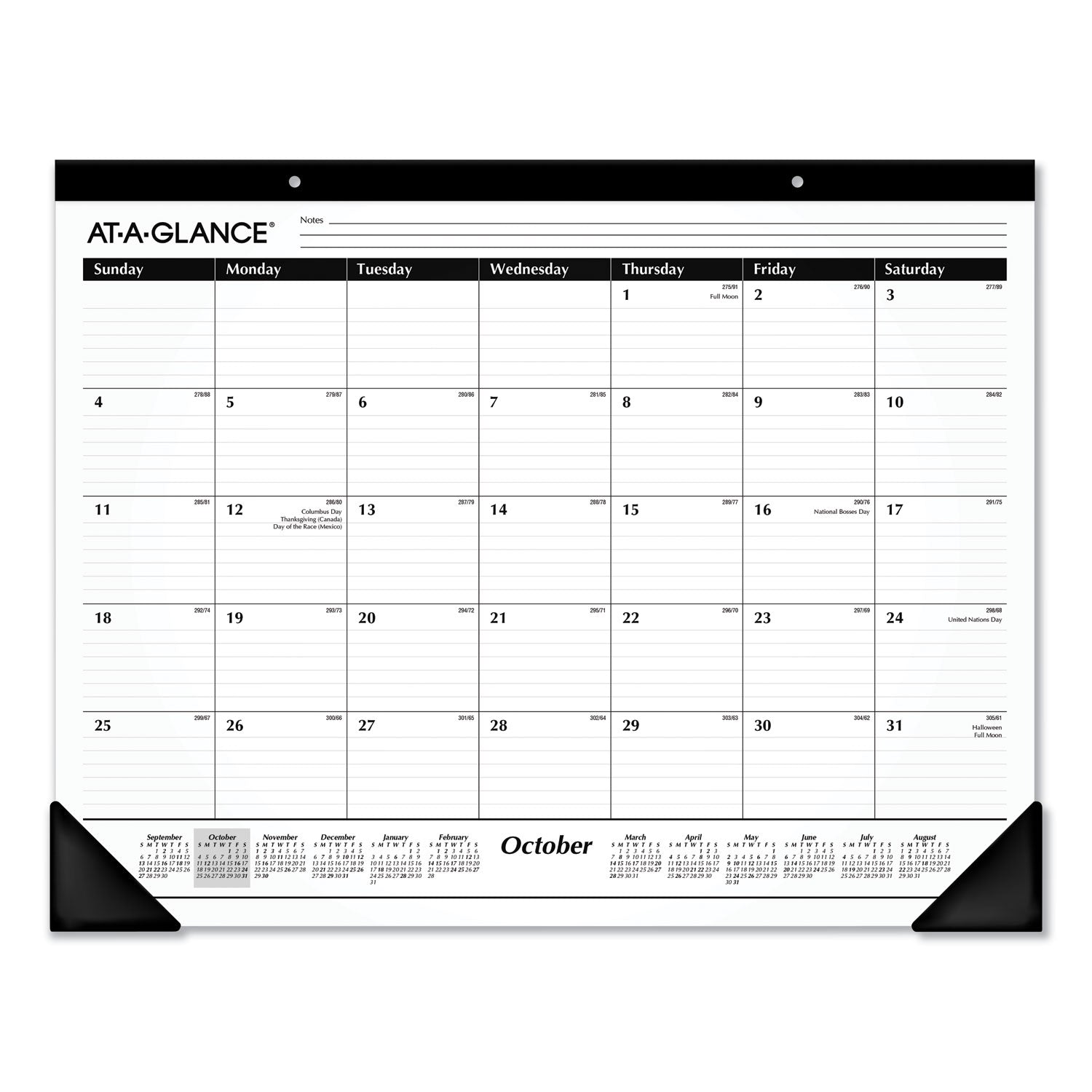 AT-A-GLANCE® Academic Year Ruled Desk Pad, 21.75 x 17, White Sheets, Black Binding, Black Corners, 16-Month (Sept to Dec): 2024 to 2025