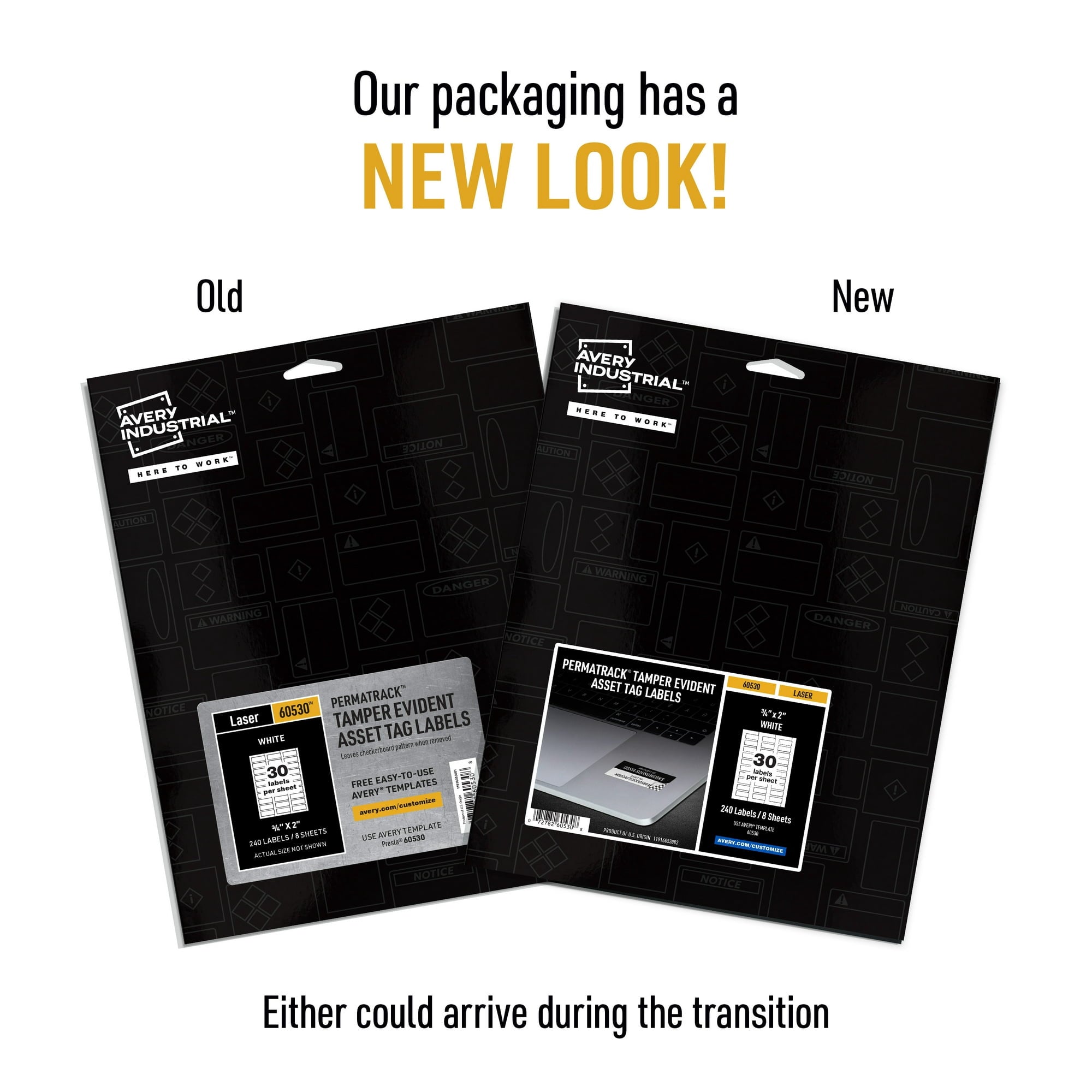 Avery® Permatrack Tamper-Evident Asset Tag Labels, Laser Printers, 0.75 X 2, White, 30/sheet, 8 Sheets/pack