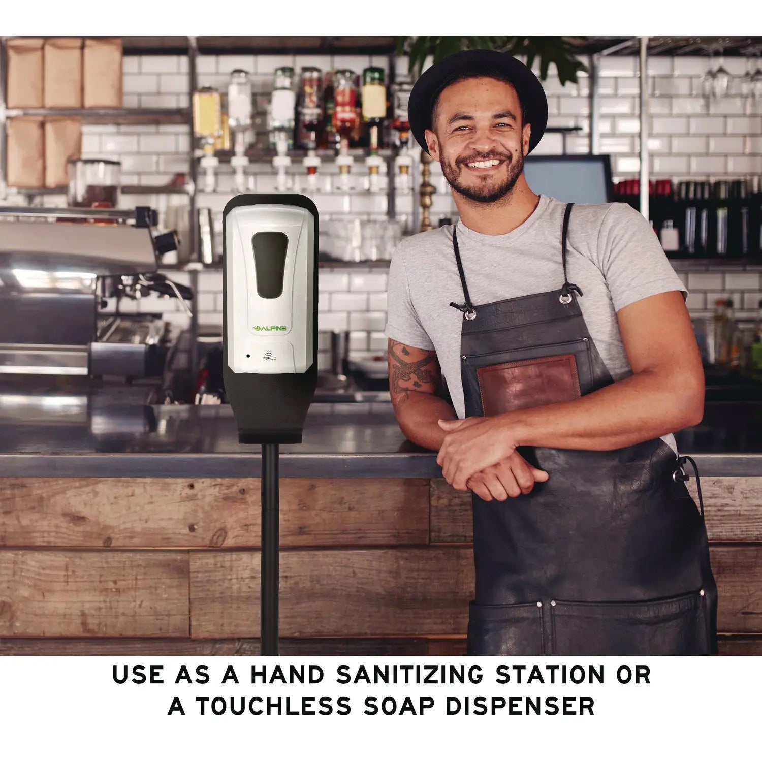 Automatic Foam Hand Sanitizer/Soap Dispenser with Floor Stand, 40 oz, 4.48 x 6 x 45, White Alpine Industries Flipcost