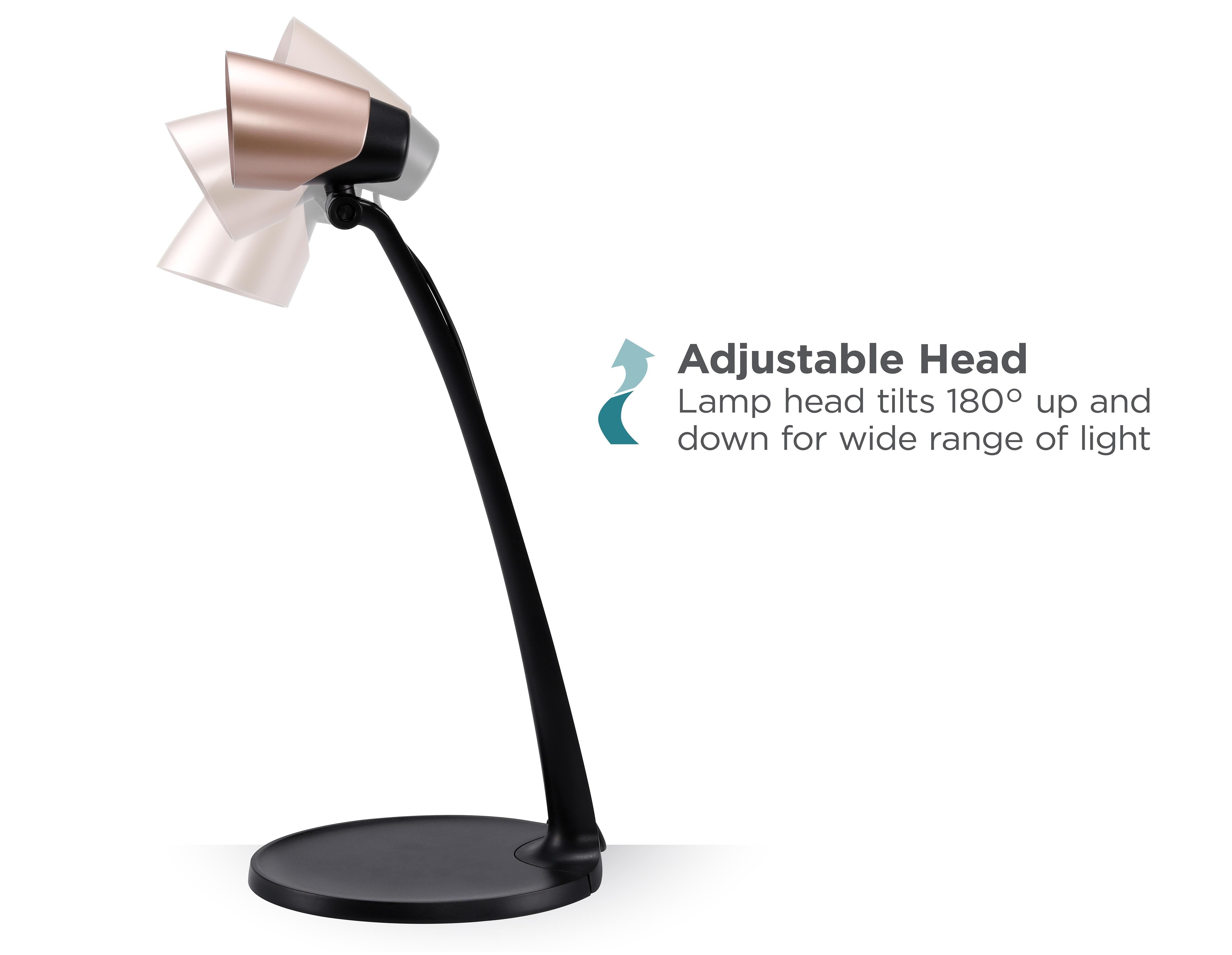 BLACK+DECKER Modern LED Desk Lamp, Black/Rose Gold