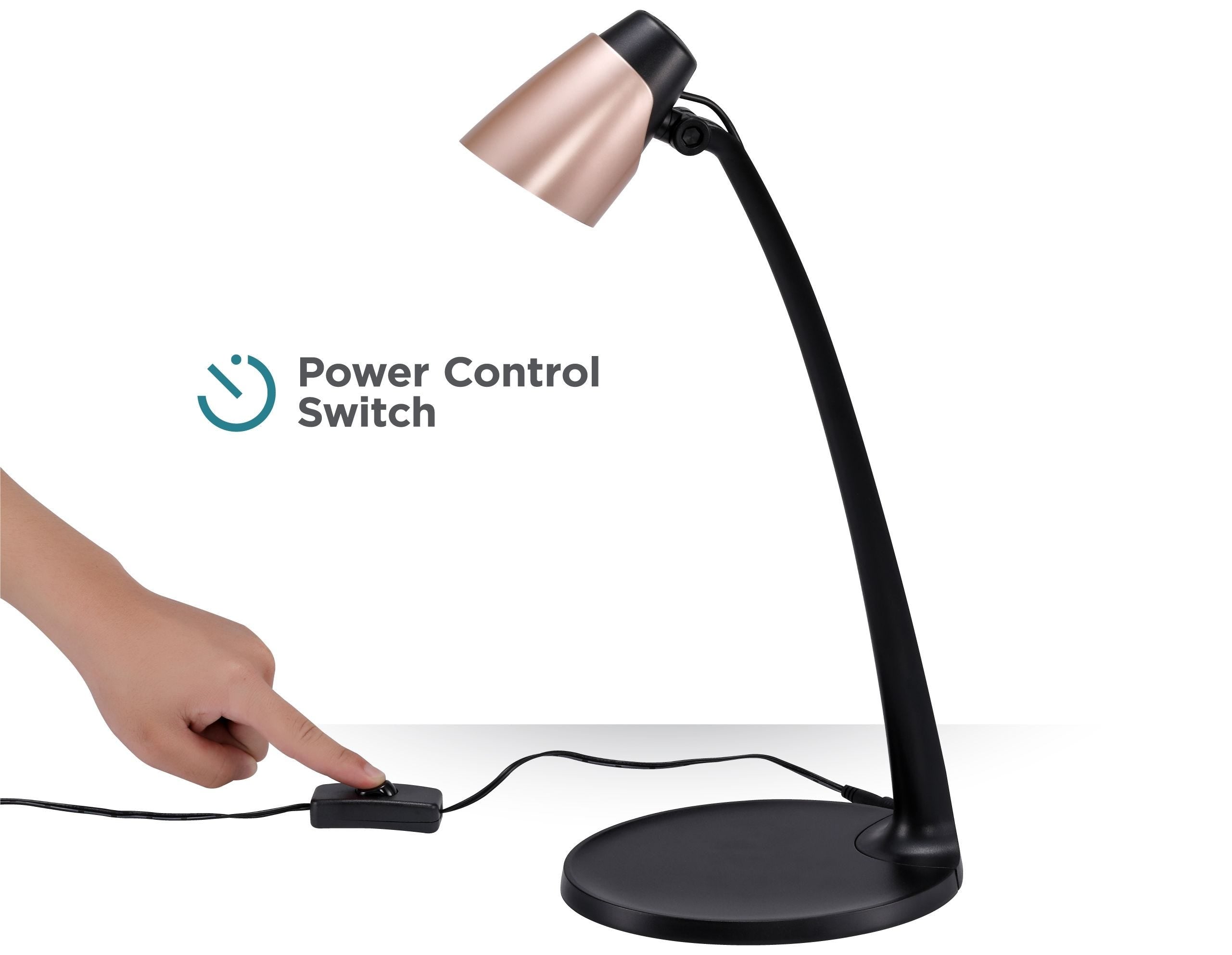 BLACK+DECKER Modern LED Desk Lamp, Black/Rose Gold