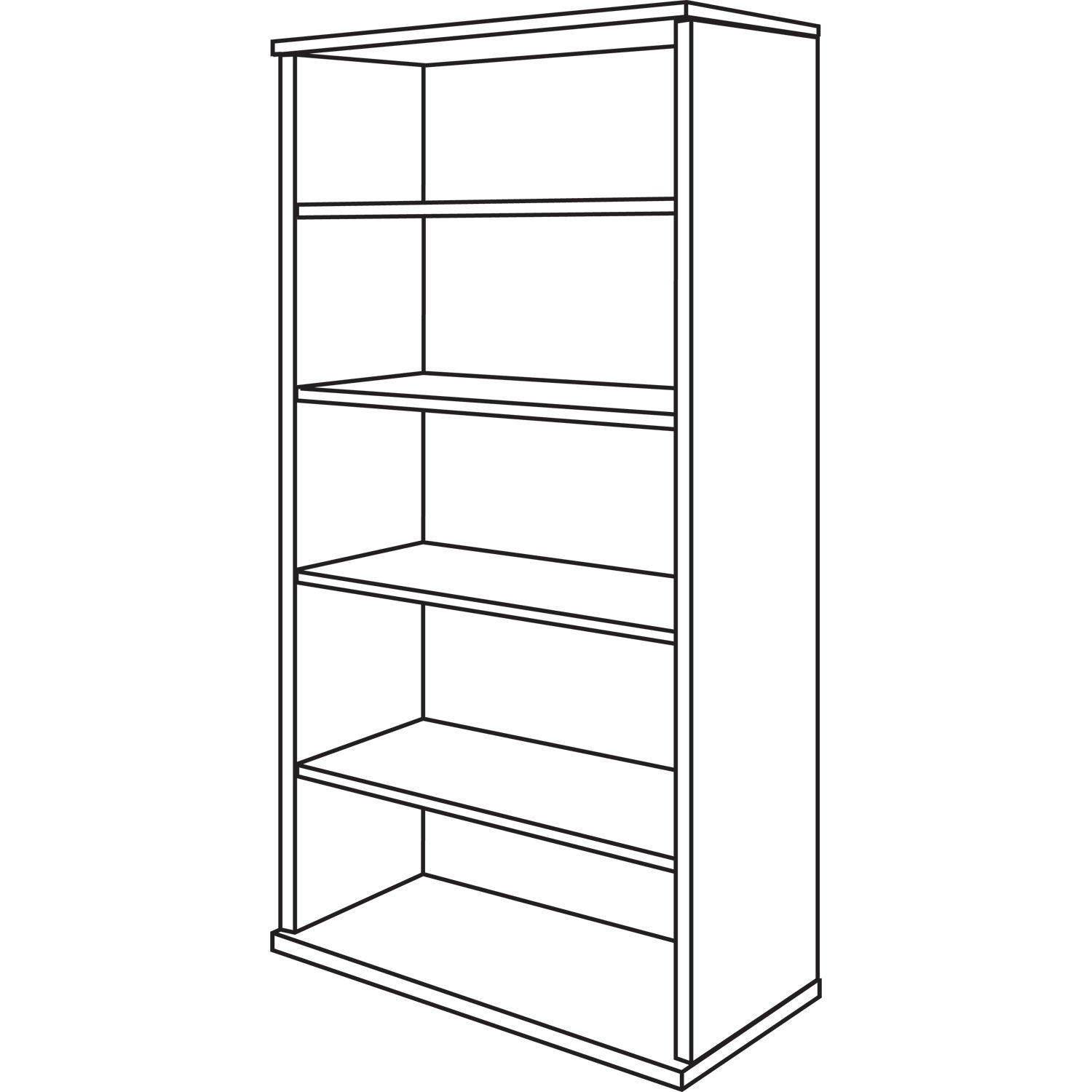 Bush® Series C Collection Bookcase, Five-Shelf, 35.63w x 15.38d x 72.78h, Natural Cherry
