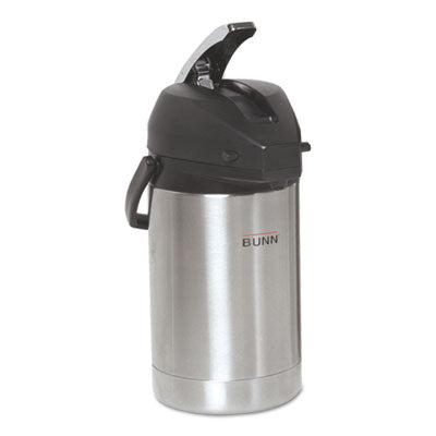 BUNN® 2.5 Liter Lever Action Airpot Stainless Steel Black Flipcost Flipcost