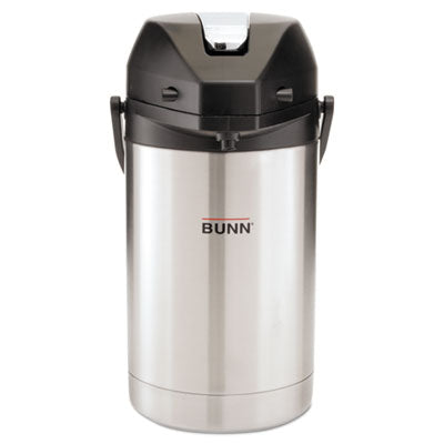 BUNN® 2.5 Liter Lever Action Airpot Stainless Steel Black Flipcost Flipcost