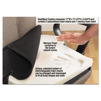 Master Caster® The ComfortMakers Deluxe Seat/Back Cushion, Memory Foam, 17 x 2.75 x 17.5, Black Flipcost Flipcost