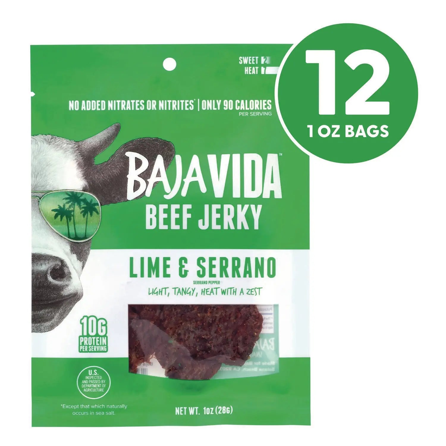 Beef Jerky Lime and Serrano Pepper Snack Pack, Lime and Serrano Pepper, 1 oz Packet, 12/Carton Baja Jerky Flipcost