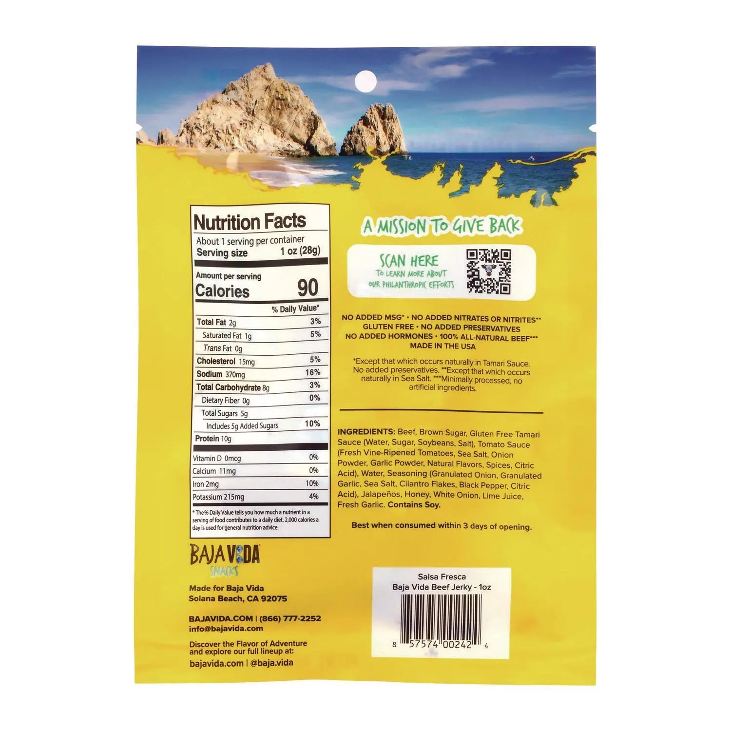 Beef Jerky Salsa Fresca Snack Pack, Salsa Fresca, 1 oz Packet, 12/Carton Baja Jerky Flipcost