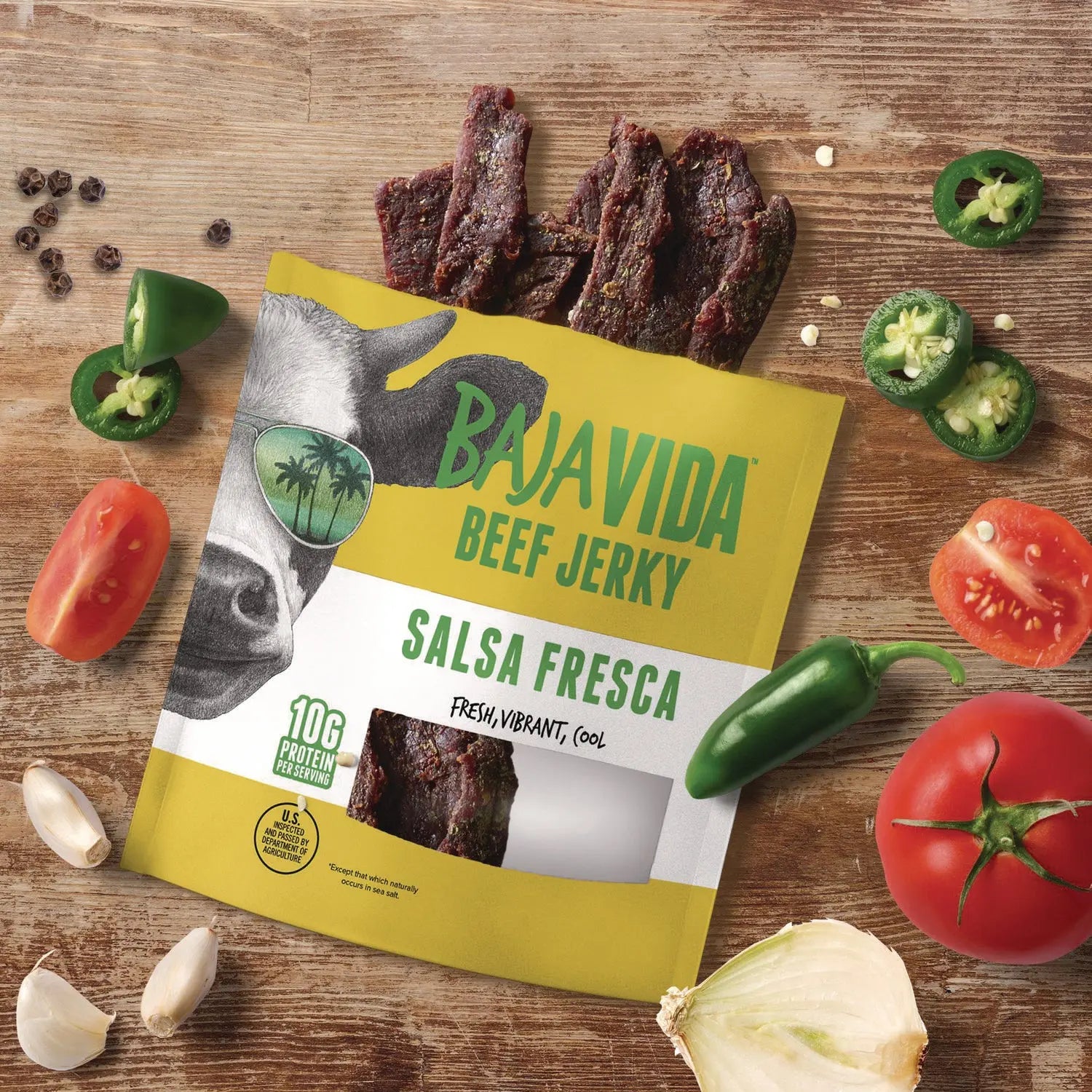 Beef Jerky Salsa Fresca Snack Pack, Salsa Fresca, 1 oz Packet, 12/Carton Baja Jerky Flipcost