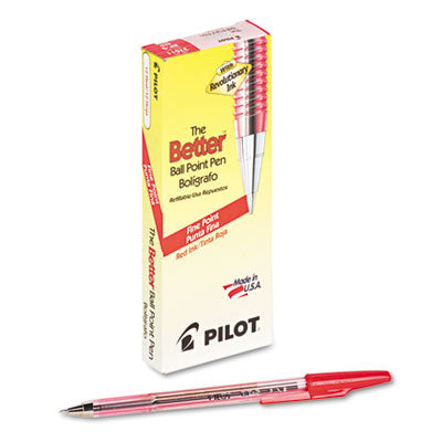 Better Ballpoint Pen, Stick, Fine 0.7 mm, Red Ink, Translucent Red Barrel, Dozen Flipcost Flipcost