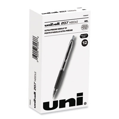 uniball® Signo 207 Needle Point Gel Pen, Retractable, Medium 0.7 mm, Black Ink, Clear/Black Barrel, Dozen Flipcost Flipcost
