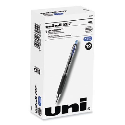 uniball® Signo 207 Gel Pen, Retractable, Medium 0.7 mm, Blue Ink, Smoke/Black/Blue Barrel, Dozen Flipcost Flipcost