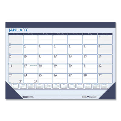 Recycled Contempo Desk Pad Calendar, 22 x 17, White/Blue Sheets, Blue Binding, Blue Corners, 12-Month (Jan to Dec): 2024 Flipcost Flipcost