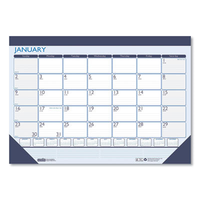Recycled Contempo Desk Pad Calendar, 22 x 17, White/Blue Sheets, Blue Binding, Blue Corners, 12-Month (Jan to Dec): 2024 Flipcost Flipcost