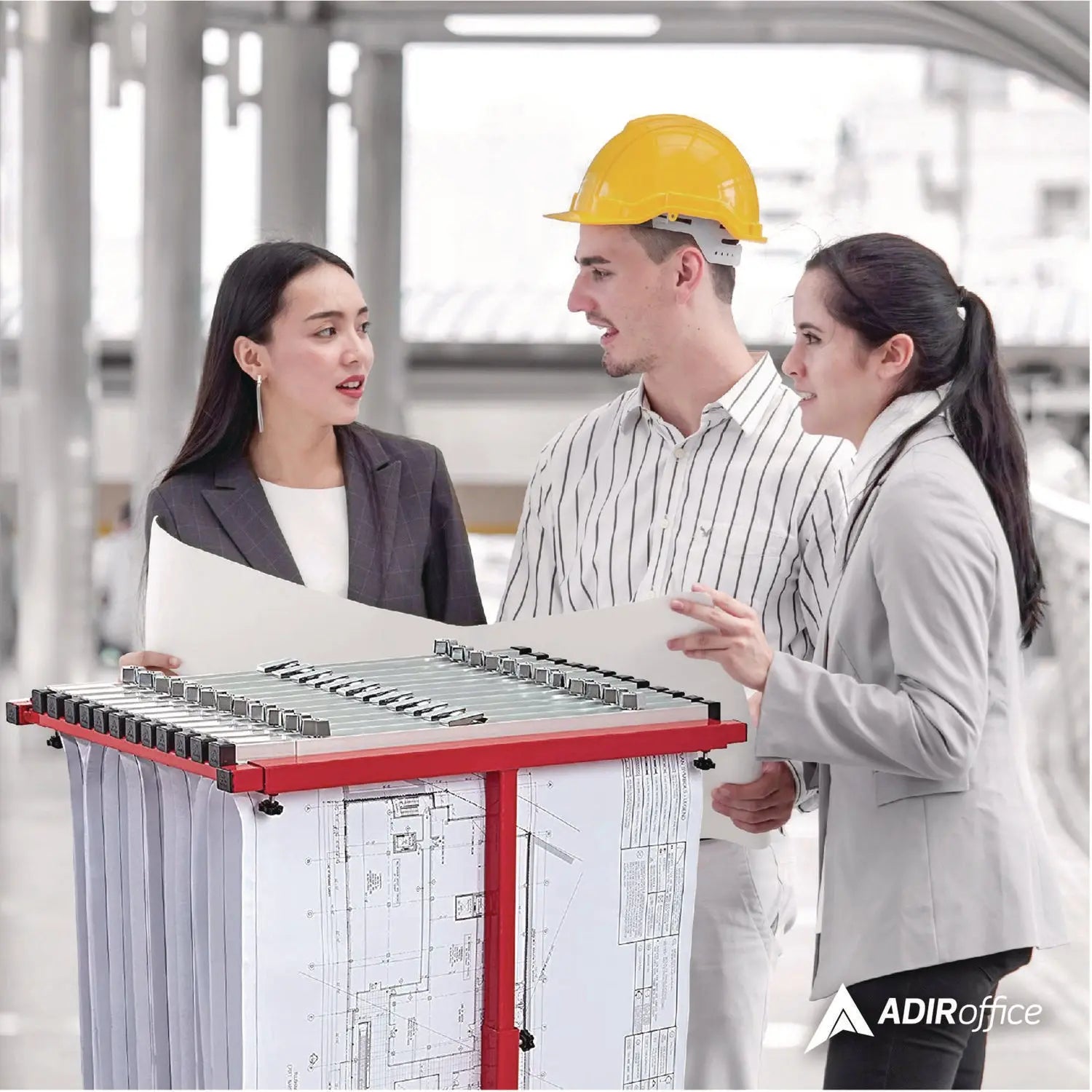 Blueprint Storage Cabinet Steel Vertical Plan Center, Assorted Document Sizes, 15" x 27" to 47.25" x 32.5" to 57", Red AdirOffice Flipcost