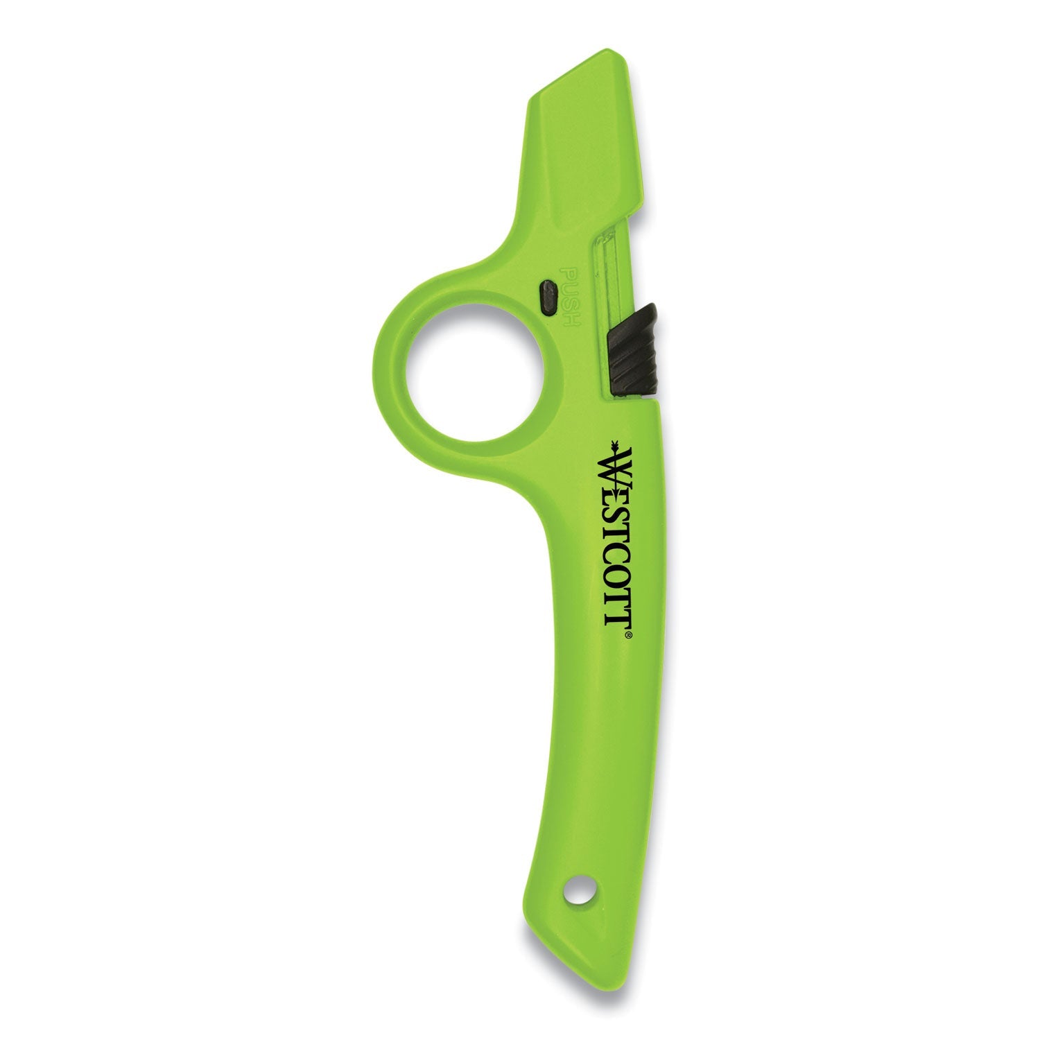 Westcott® Full Size Retractable Box Cutter, Plastic Handle, Green, 6/box