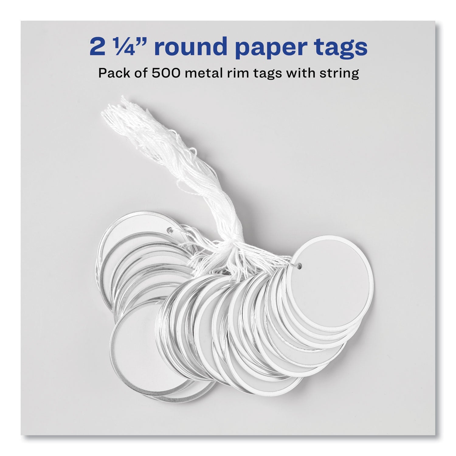 Avery® Heavyweight Stock Metal Rim Tags, 2.25" dia, White, 500/Box