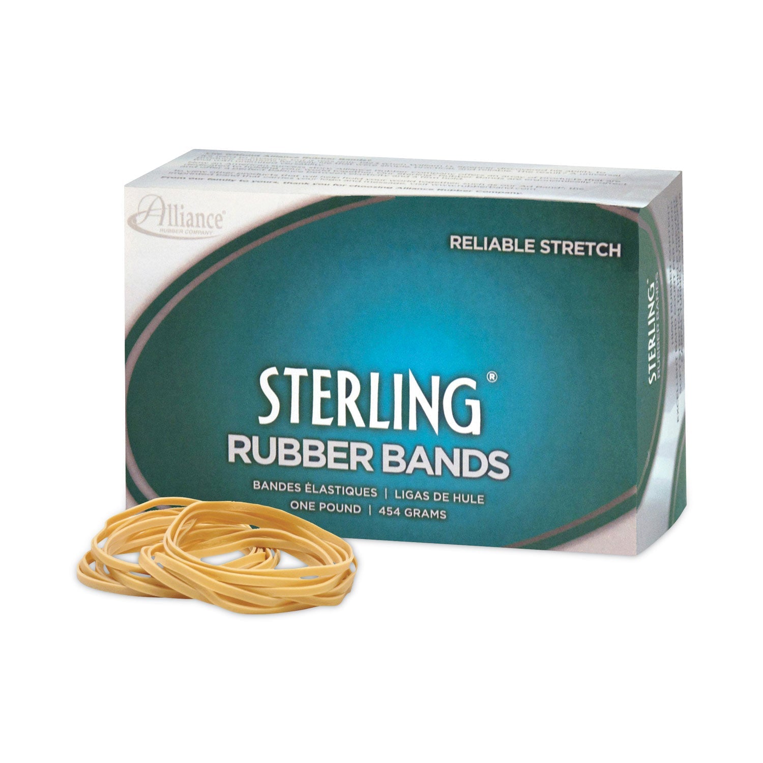 Alliance® Sterling Rubber Bands, Size 64, 0.03" Gauge, Crepe, 1 Lb Box, 425/box