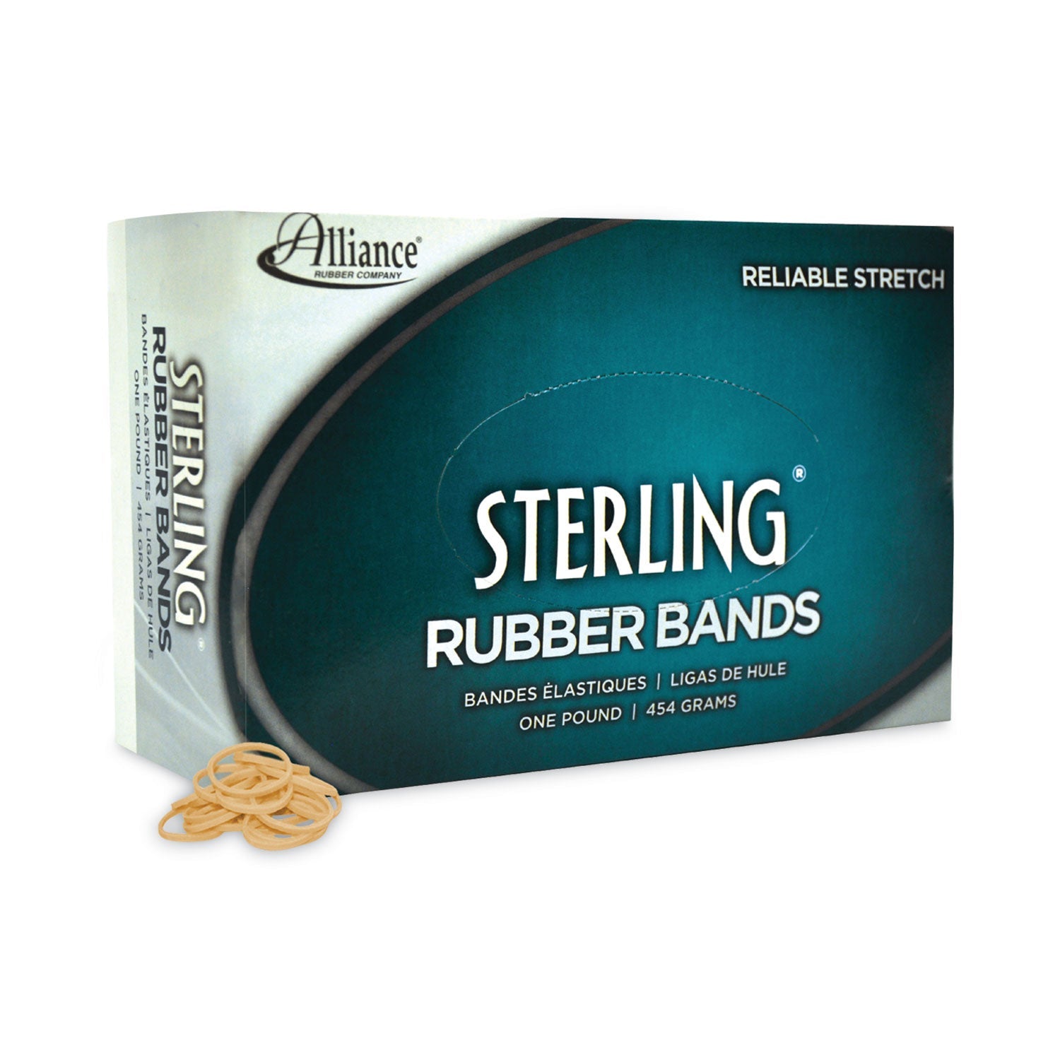 Alliance® Sterling Rubber Bands, Size 8, 0.03" Gauge, Crepe, 1 Lb Box, 7,100/box