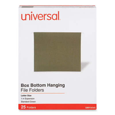 Universal® Box Bottom Hanging File Folders, 1" Capacity, Letter Size, 1/5-Cut Tabs, Standard Green, 25/Box Flipcost Flipcost