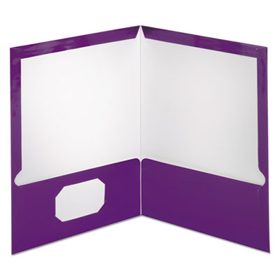 Oxford™ Two-Pocket Laminated Folder, 100-Sheet Capacity, 11 x 8.5, Metallic Purple, 25/Box Flipcost Flipcost