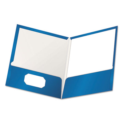 Oxford™ High Gloss Laminated Paperboard Folder, 100-Sheet Capacity, 11 x 8.5, Blue, 25/Box Flipcost Flipcost
