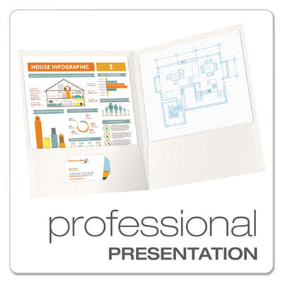 Oxford™ High Gloss Laminated Paperboard Folder, 100-Sheet Capacity, 11 x 8.5, White, 25/Box Flipcost Flipcost
