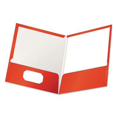 Oxford™ High Gloss Laminated Paperboard Folder, 100-Sheet Capacity, 11 x 8.5, Red, 25/Box Flipcost Flipcost