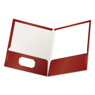 Oxford™ High Gloss Laminated Paperboard Folder, 100-Sheet Capacity, 11 x 8.5, Crimson, 25/Box Flipcost Flipcost