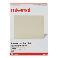 Universal® Reinforced End Tab Fastener Folders, 0.75" Expansion, 2 Fasteners, Letter Size, Manila Exterior, 50/Box Flipcost Flipcost