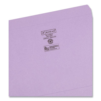 Smead™ Reinforced Top Tab Colored Lavender File Folders, Straight Tabs, Letter Size, 0.75" Expansion, Lavender, 100/Box Flipcost Flipcost