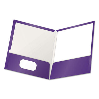 Oxford™ High Gloss Laminated Paperboard Folder, 100-Sheet Capacity, 11 x 8.5, Purple, 25/Box Flipcost Flipcost