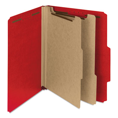 Smead™ Recycled Pressboard Classification Folders, 2" Expansion, 2 Dividers, 6 Fasteners, Letter Size, Bright Red, 10/Box Flipcost Flipcost