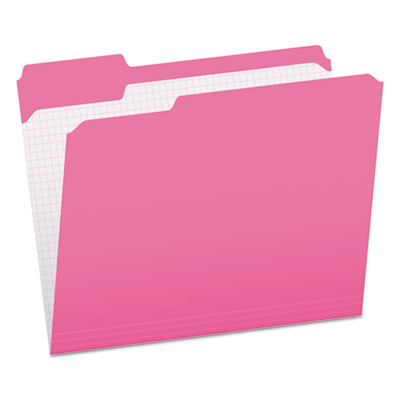 Pendaflex® Double-Ply Reinforced top tab file folders, 1/3-Cut Tabs: Assorted, Letter Size, 0.75" Expansion, Pink, 100/Box Flipcost Flipcost