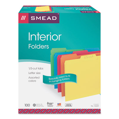 Smead™Interior File Folders Assorted Colors Letter Size, 0.75" Expansion, Assorted Colors, 100/Box Flipcost Flipcost